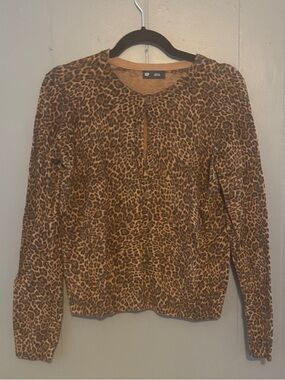 Gap Women’s Leopard Print Long-Sleeve Knit Top - Brown